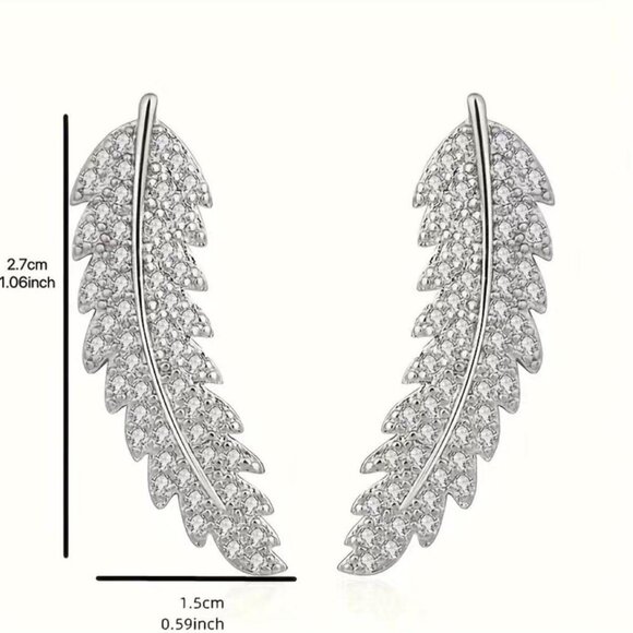 Delicate Feminine Feather Earrings - Picture 1 of 5